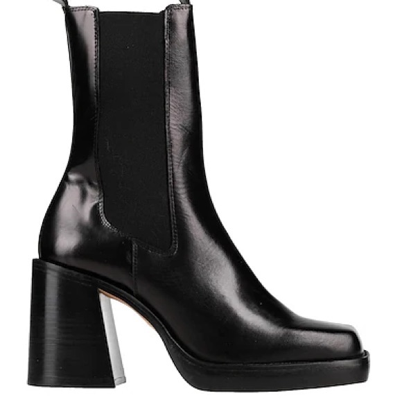 Jonak Shoes - JONAK Black Leather Square Toe Chelsea Boots | Block Heel | EU 38